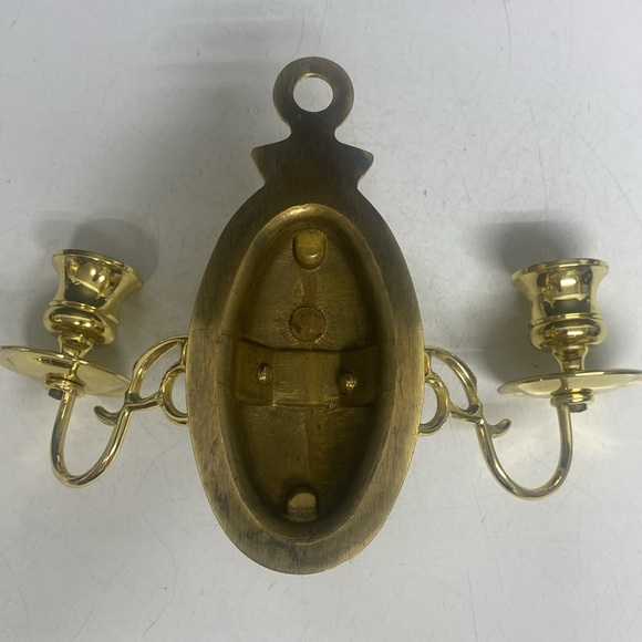 Brass Double Candle Wall Sconce Hanging Sconce Set of Two - Picture 11 of 17